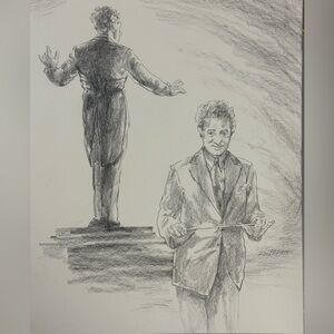 Leopard Stokowski Original Drawing, Disney Music Hall Study by Ron Pekar